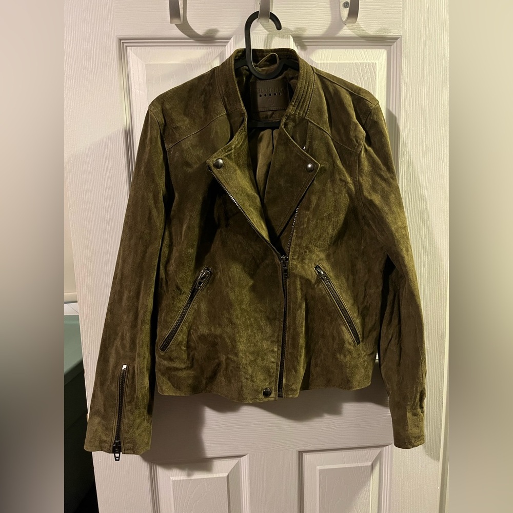 Blank NYC Women’s Olive Suede Leather Moto Jacket - Size Medium